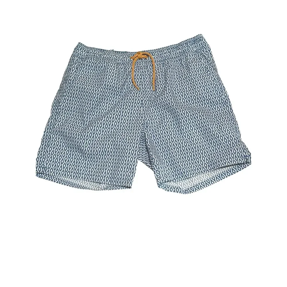 J.Crew Original Swimwear Men’s Blue Geometric Swim Trunks Size S 6” Inseam